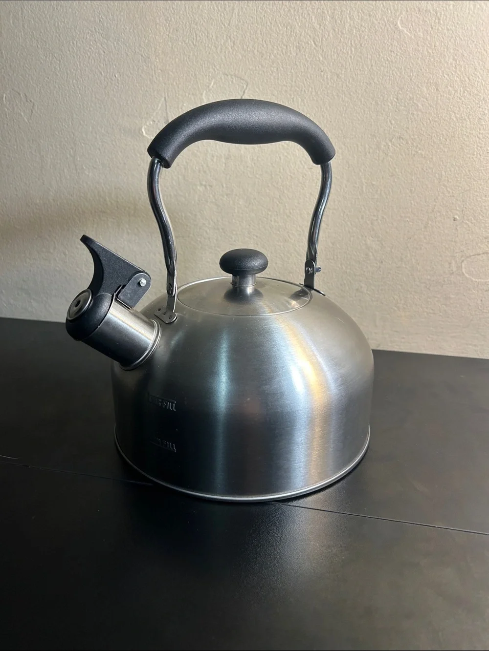 Mainstays 1.8L Stainless Steel Whistling Tea Kettle Induction Compatible Silver!
